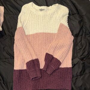 Falls Creek Women's Colorblock Sweater - Cream, Pink, and Purple